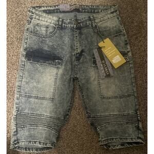 Denim & Rivets Authentic Skateboarding Jean Shorts Distressed 34 mens Brand New!